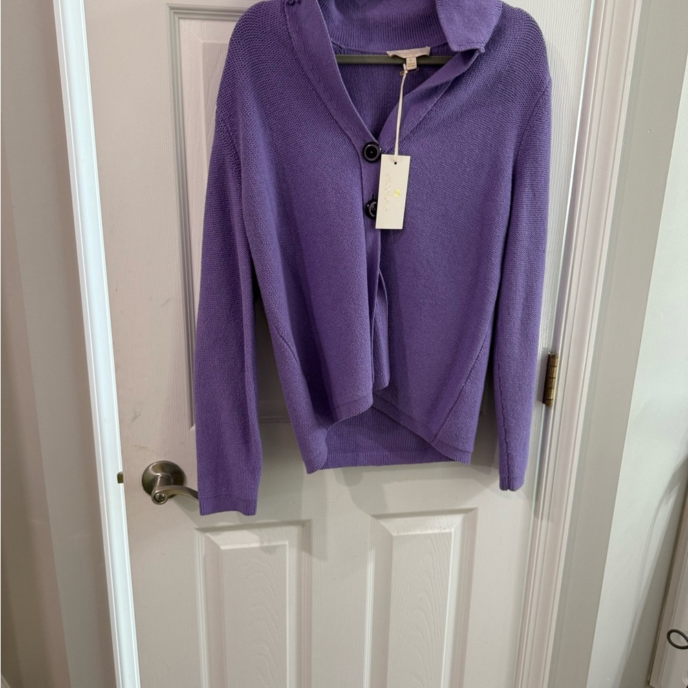 Etcetera Purple Button-Up Cardigan